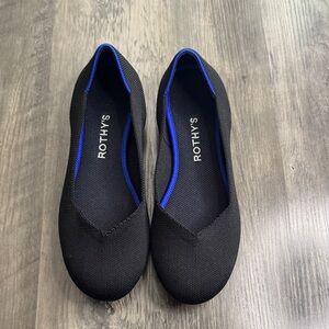 Rothy's Women's Black Flats with Blue Trim